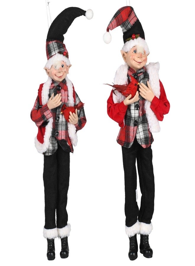 RAZ Imports Mister Snowman 16" Posable Elf Asst of 2 w/Cardinal Bird - Image 1